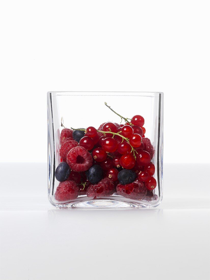 Mixed berries in glass bowl