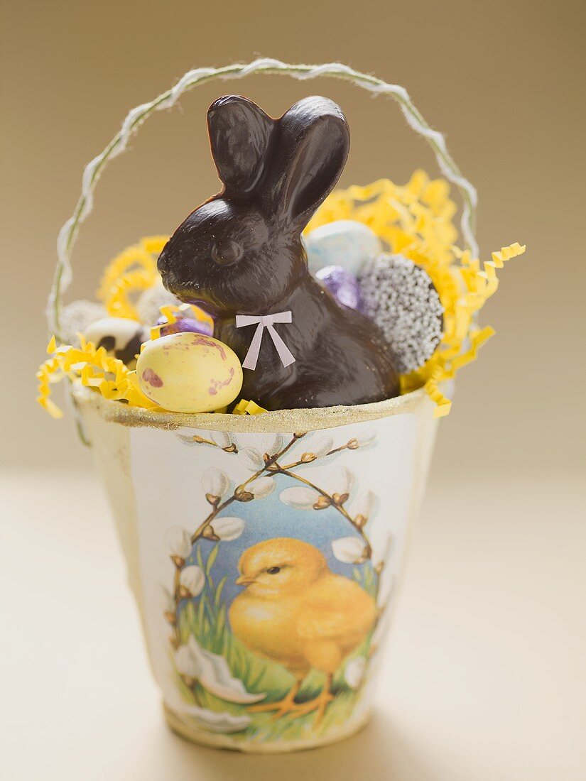 Easter basket filled with sweets