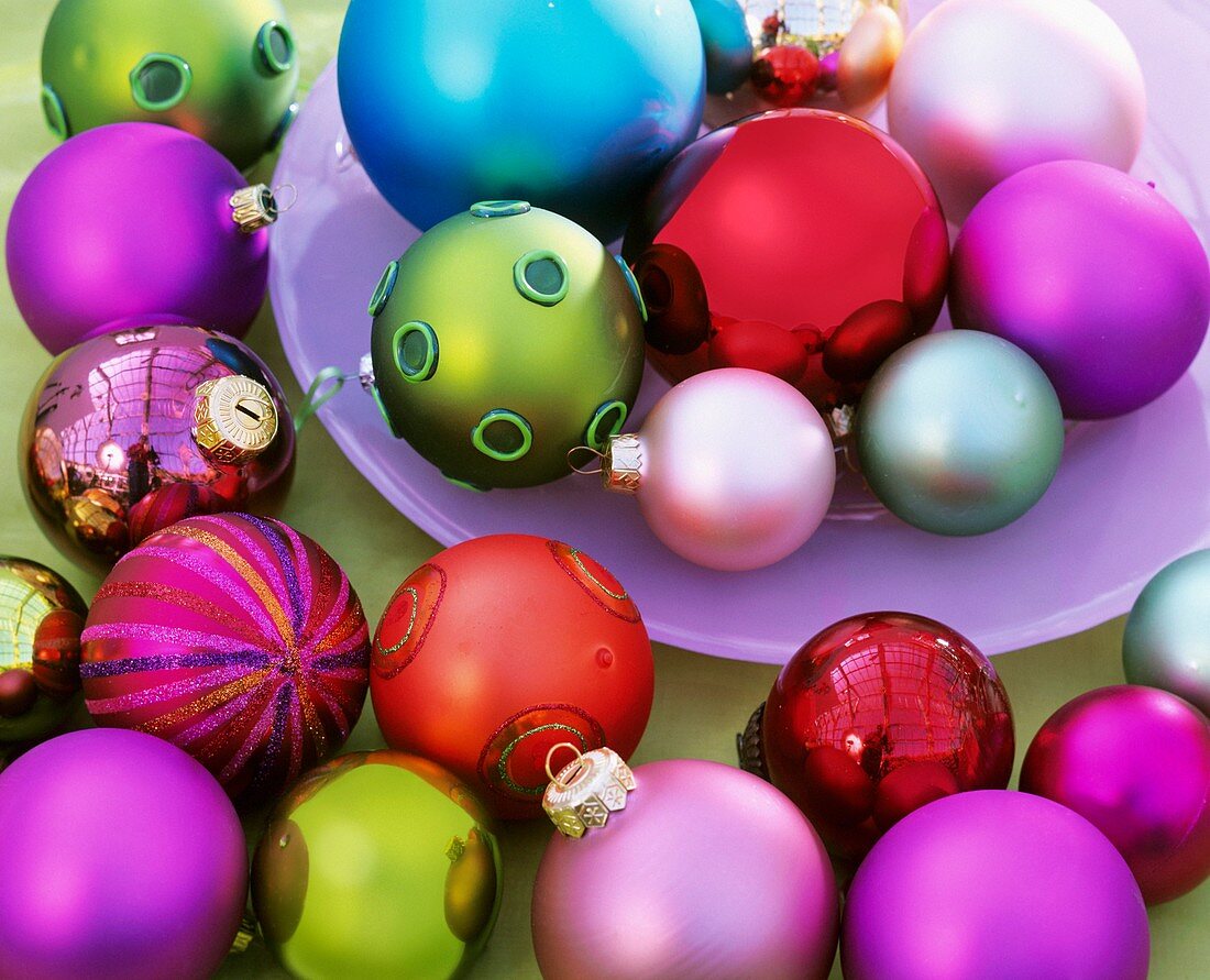 Coloured Christmas baubles