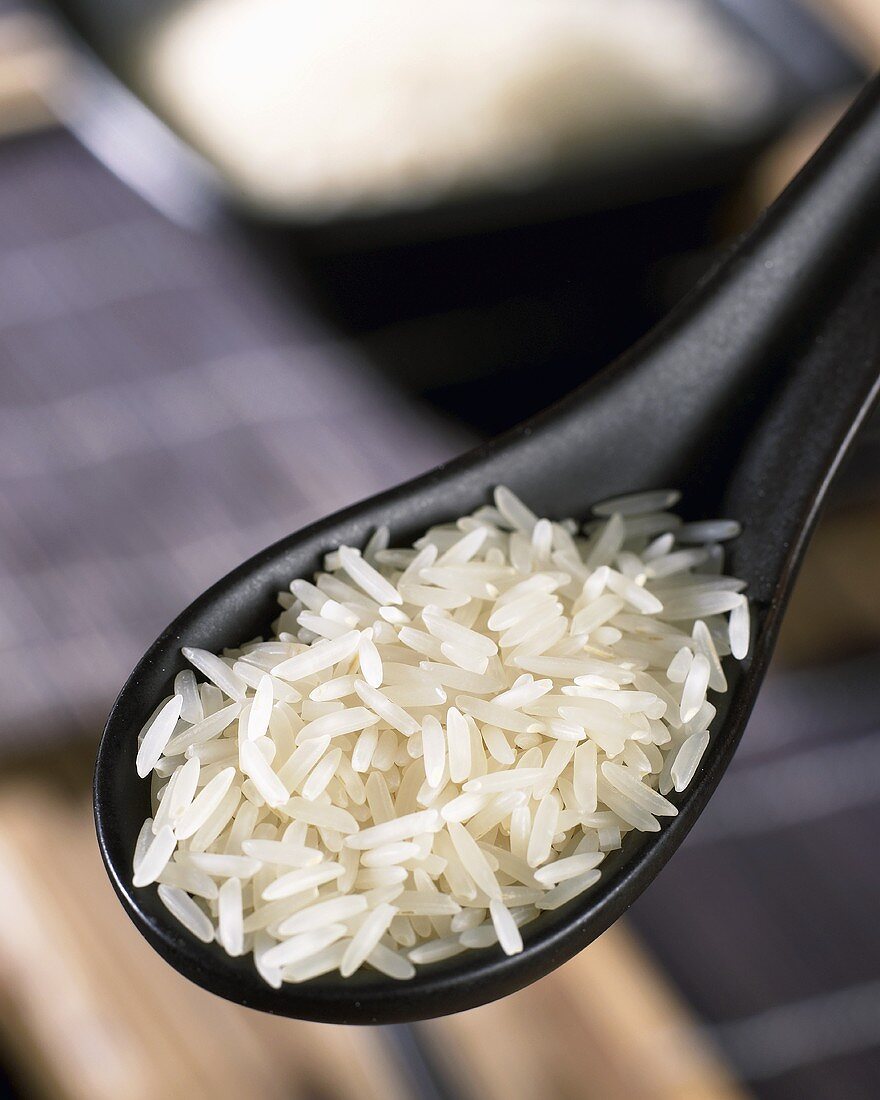 Basmati rice on Asian spoon