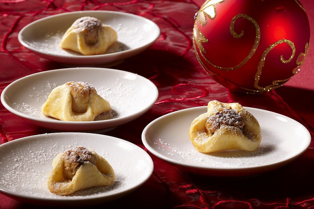 Marzipan chocolate balls in pastry