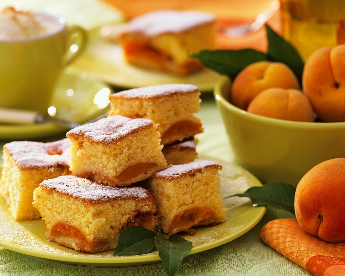 Several pieces of apricot cake