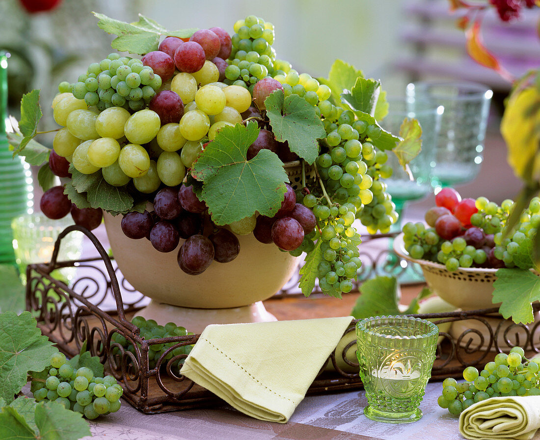 Grapes in bowls