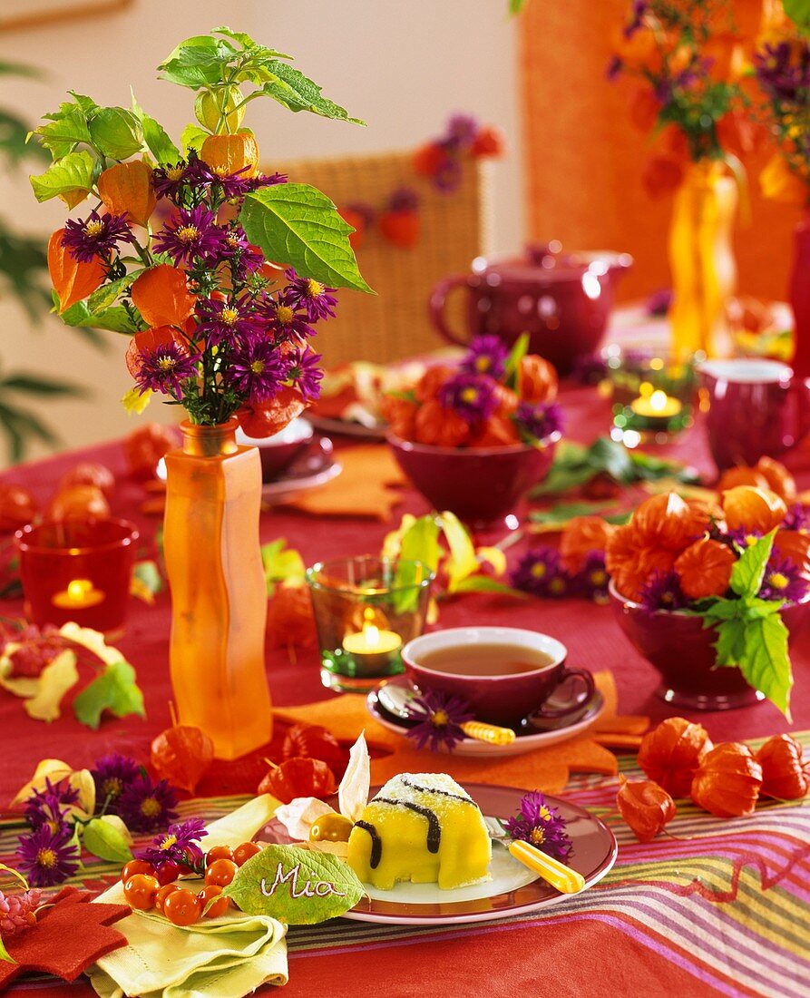 Tea table decorated with Chinese lanterns