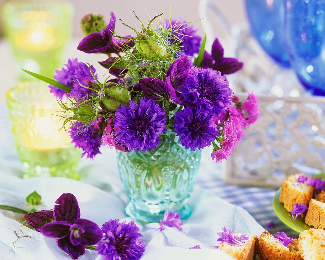 Summer posy in a glass vase