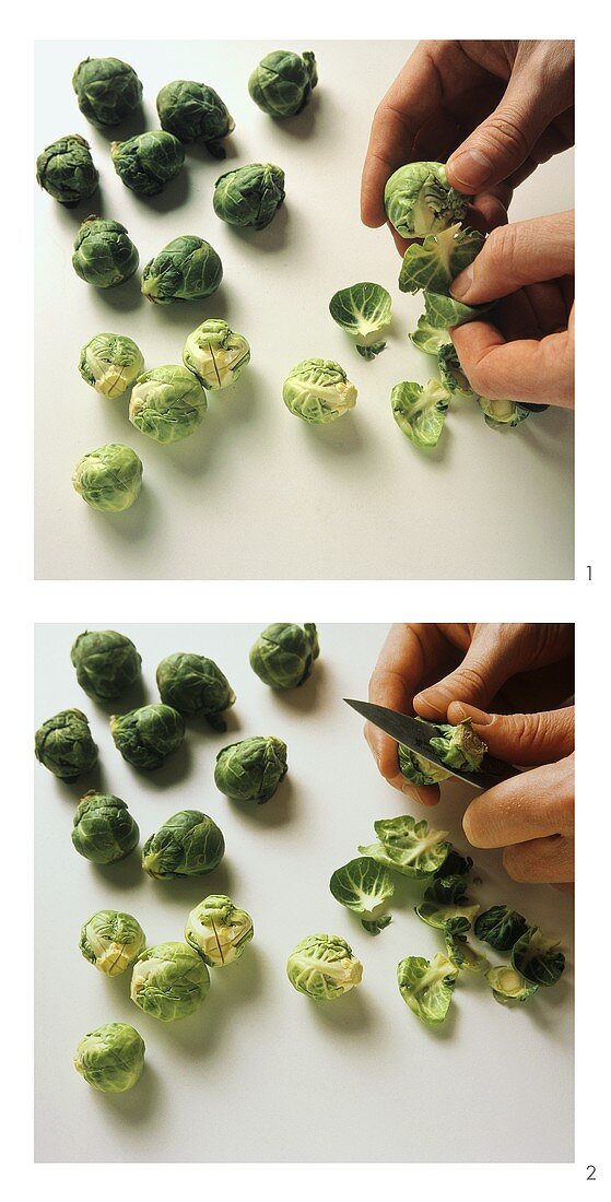 Cleaning Brussels sprouts