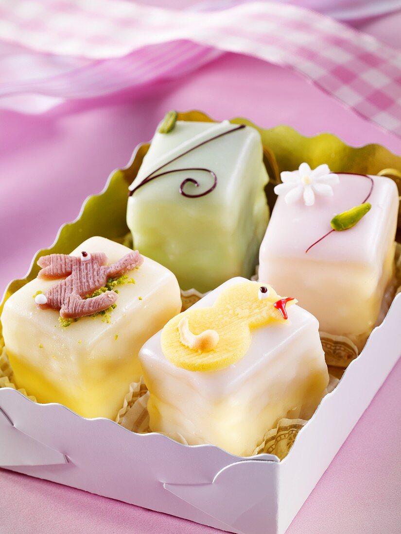 Four petit fours in a box
