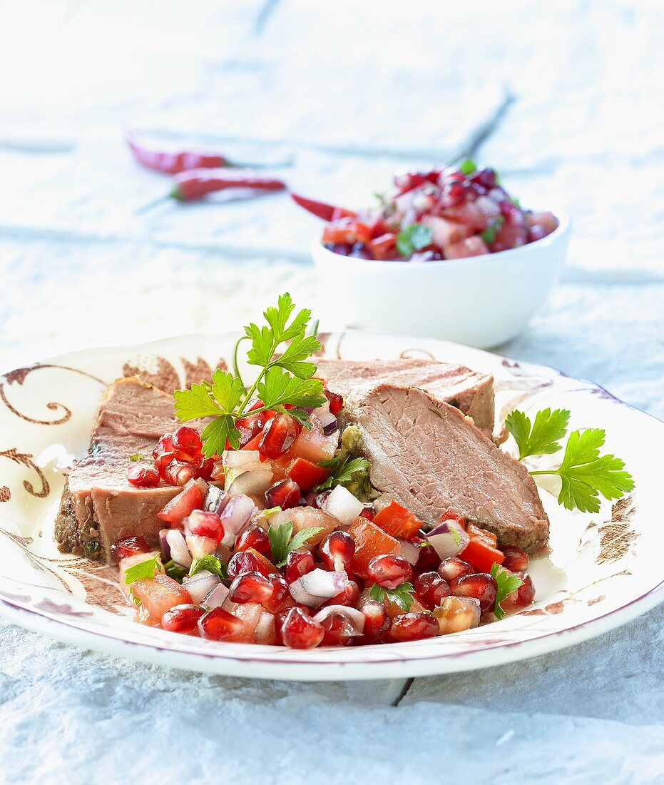 Lammfleisch mit Granatapfelsalsa