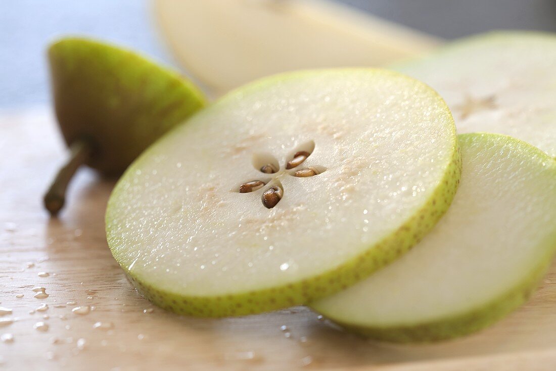 Slices of fresh pear