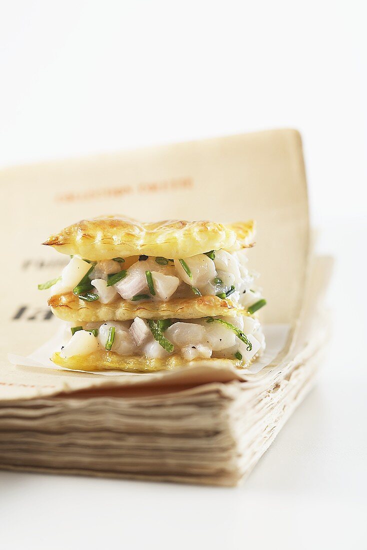 Scallop millefeuille with lime
