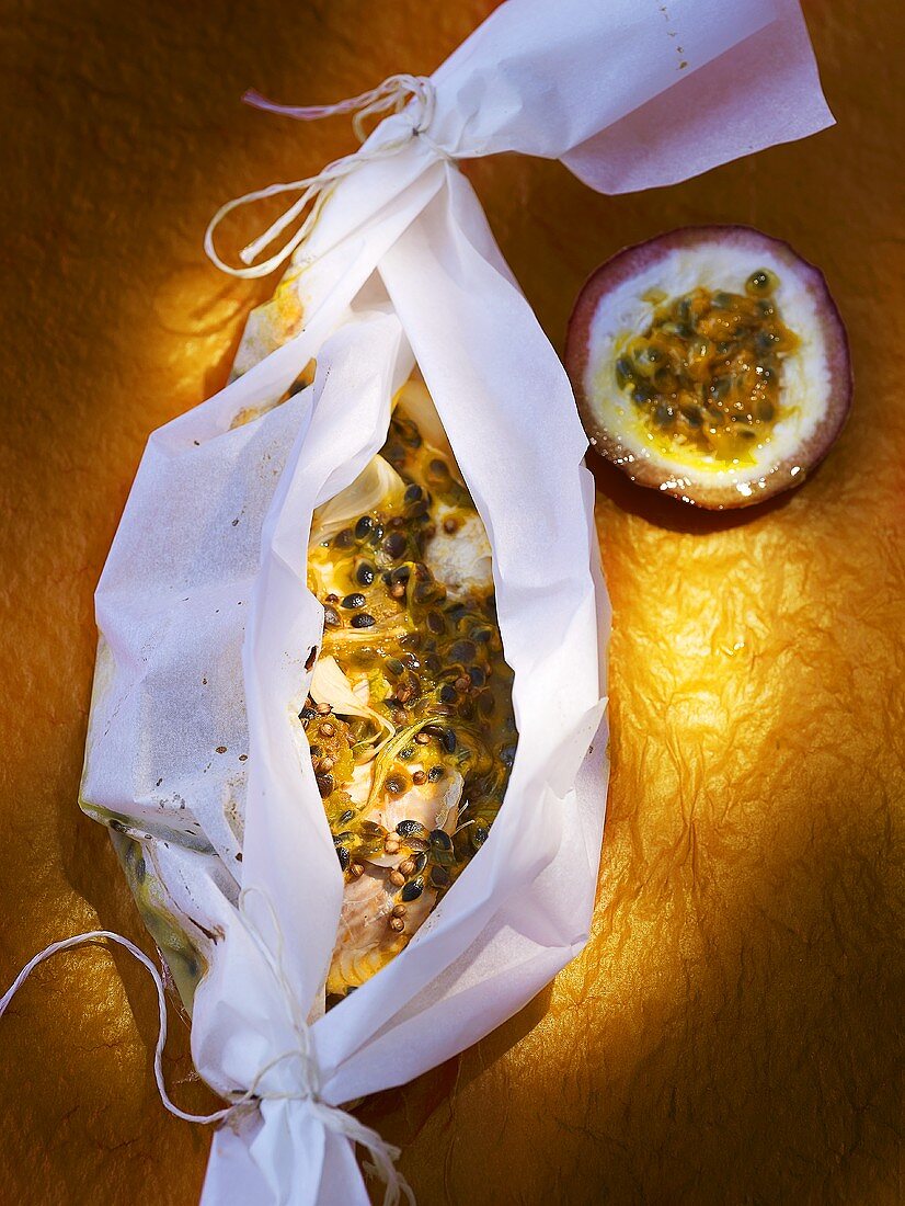 Cod fillet with passion fruit
