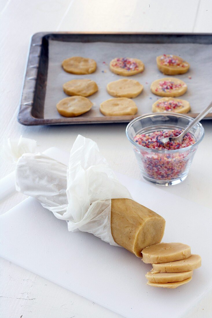 Making cookies with sprinkles