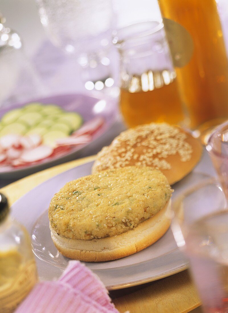 Fish burger with herbs