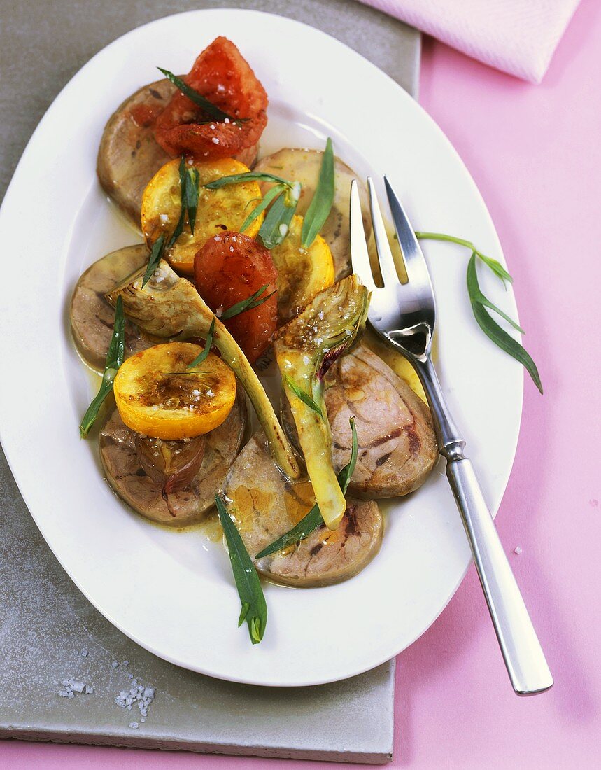 Carpaccio di vitello (Marinated slices of veal shank, Italy)