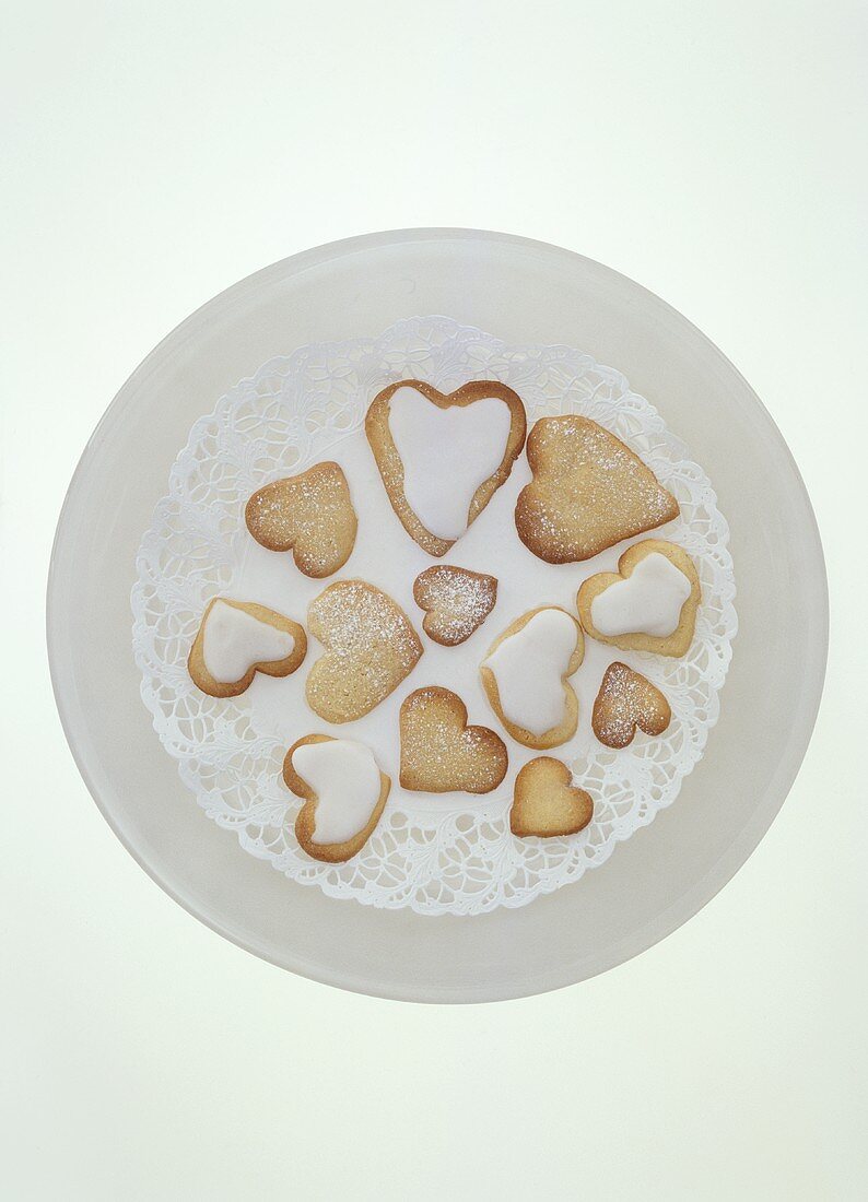 Iced, heart-shaped biscuits