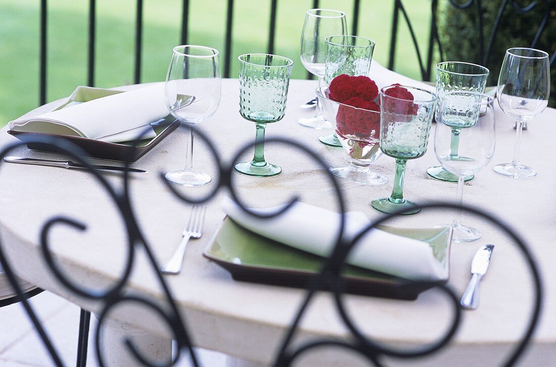 Laid table in the open air (Cote d'Azur, France)