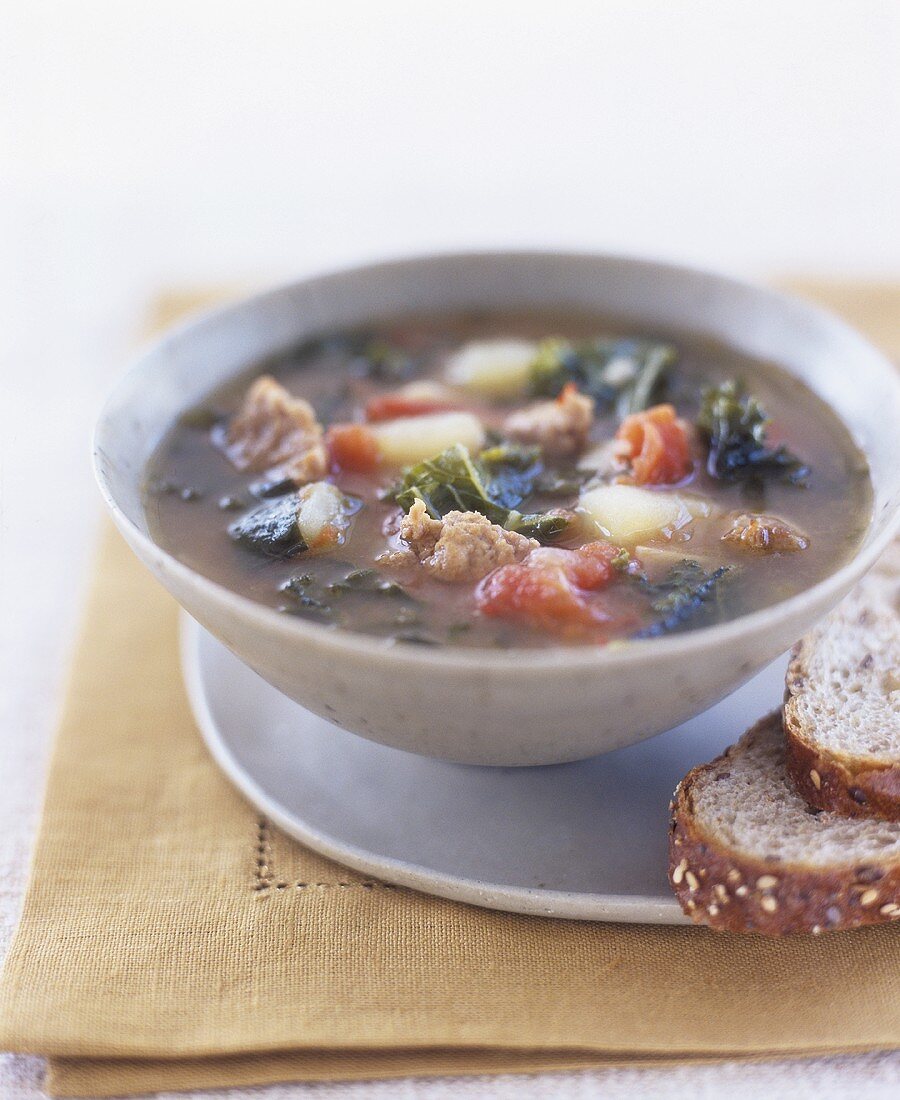 Vegetable soup with sausage