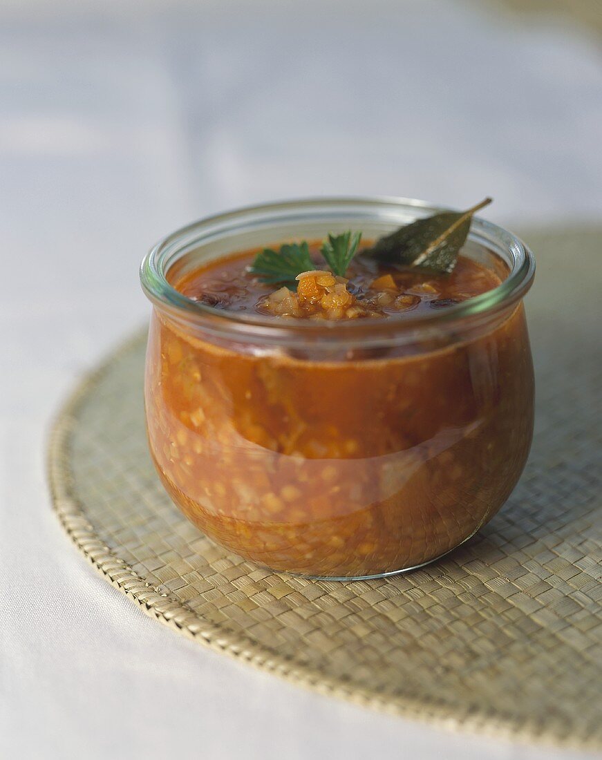 Red lentil soup with Mettwurst