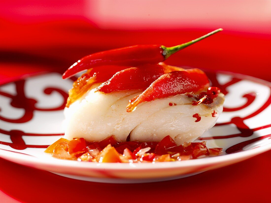 Cod with tomato and chilli confit