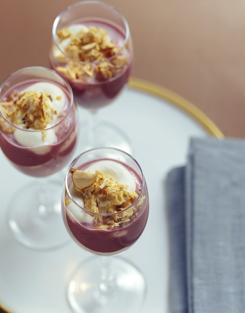 Beetroot shot with cream and nuts