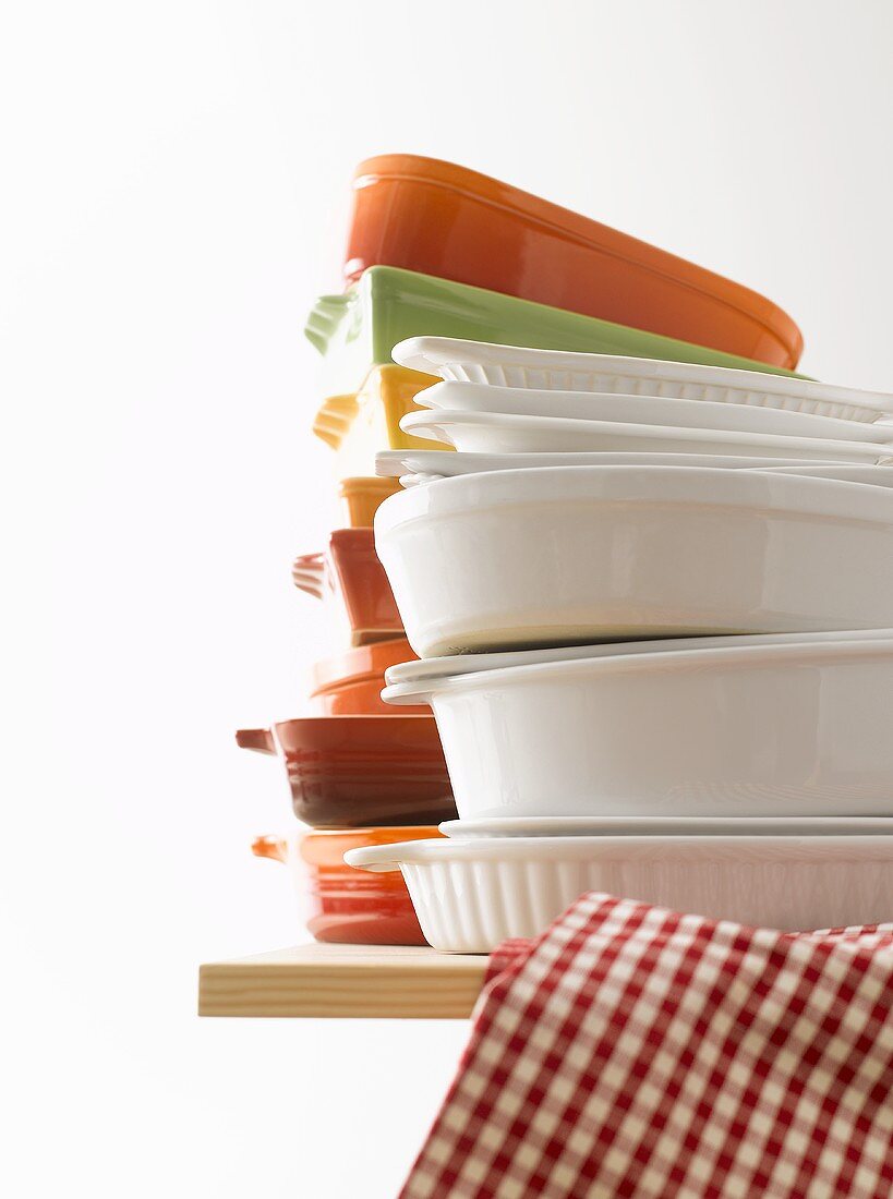 Baking dishes in a pile