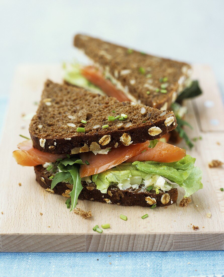 Salmon sandwich made with wholemeal bread