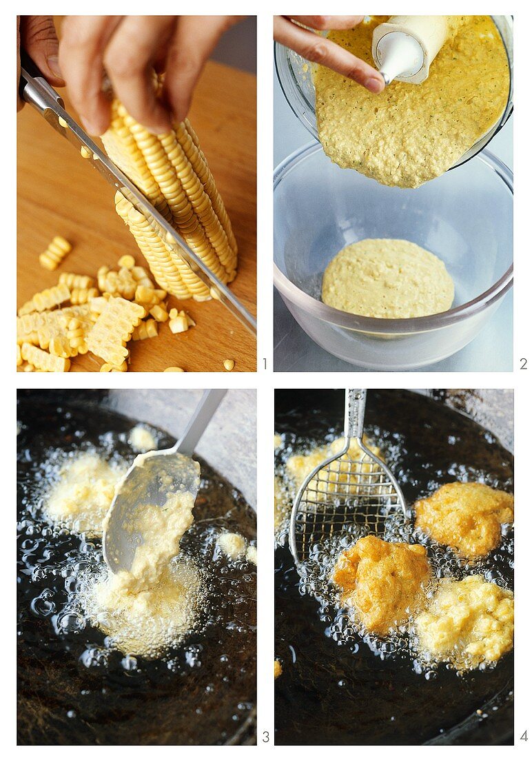 Making Indonesian corn fritters