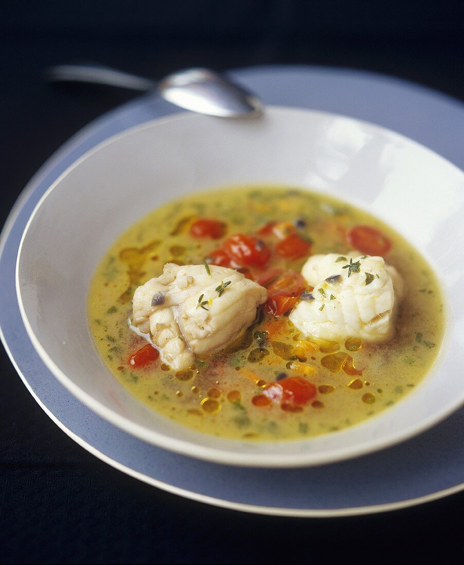 Pescatrice inzuppata (Fish soup with monkfish & tomatoes)
