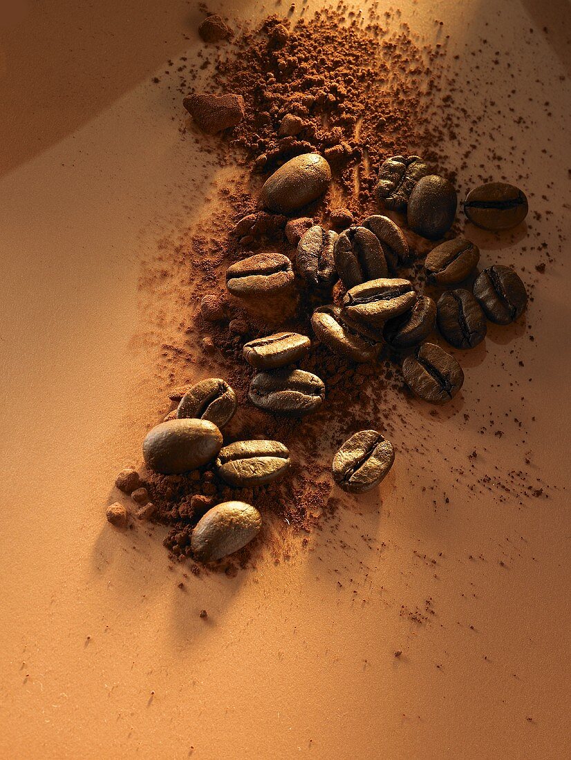 Coffee beans and ground coffee