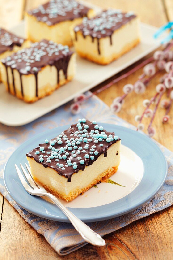 Cheesecake with chocolate for Easter
