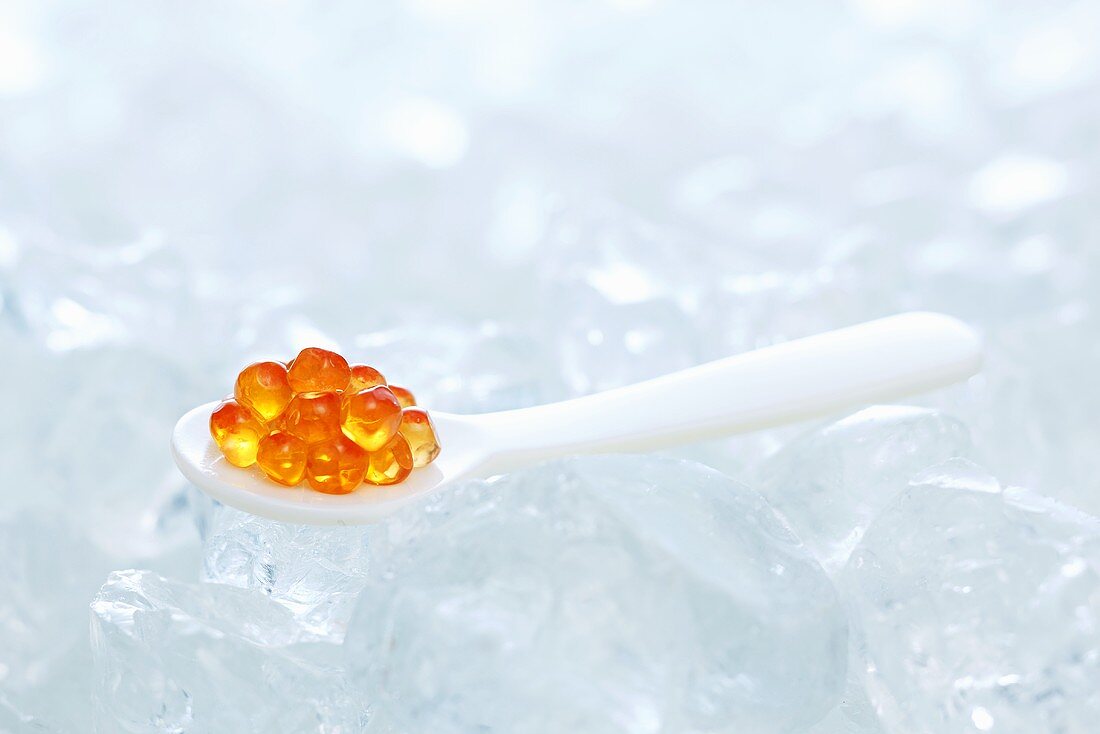 Trout caviar on spoon
