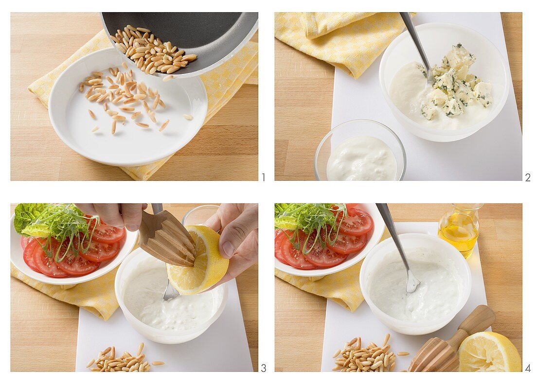 Making cheese and nut dressing