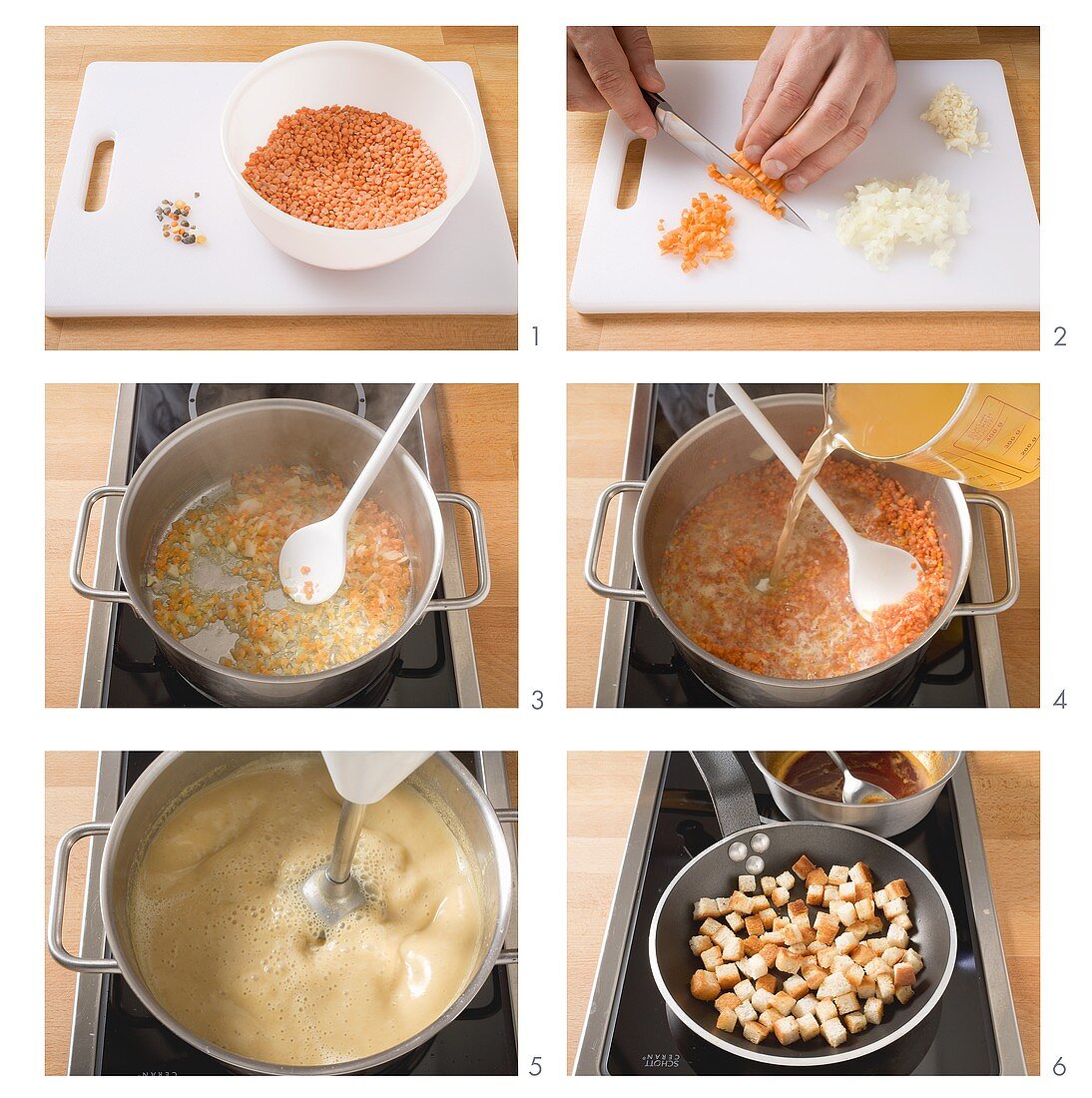 Making red lentil soup