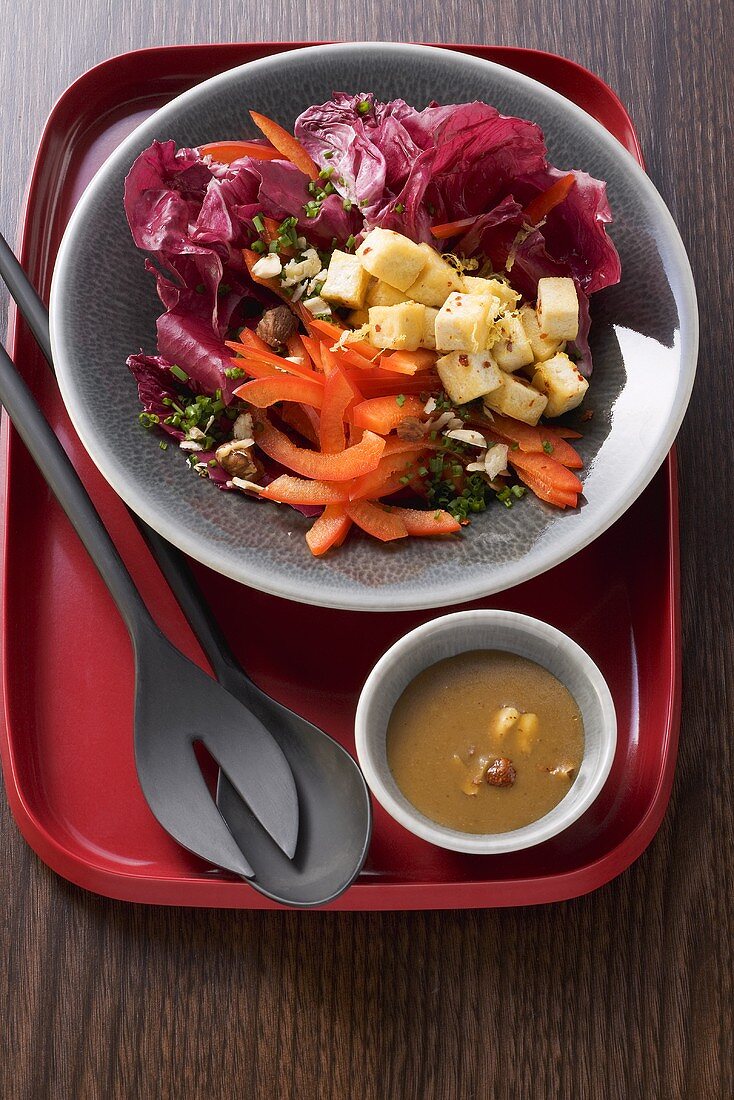 Paprika-Radicchio-Salat mit Tofu