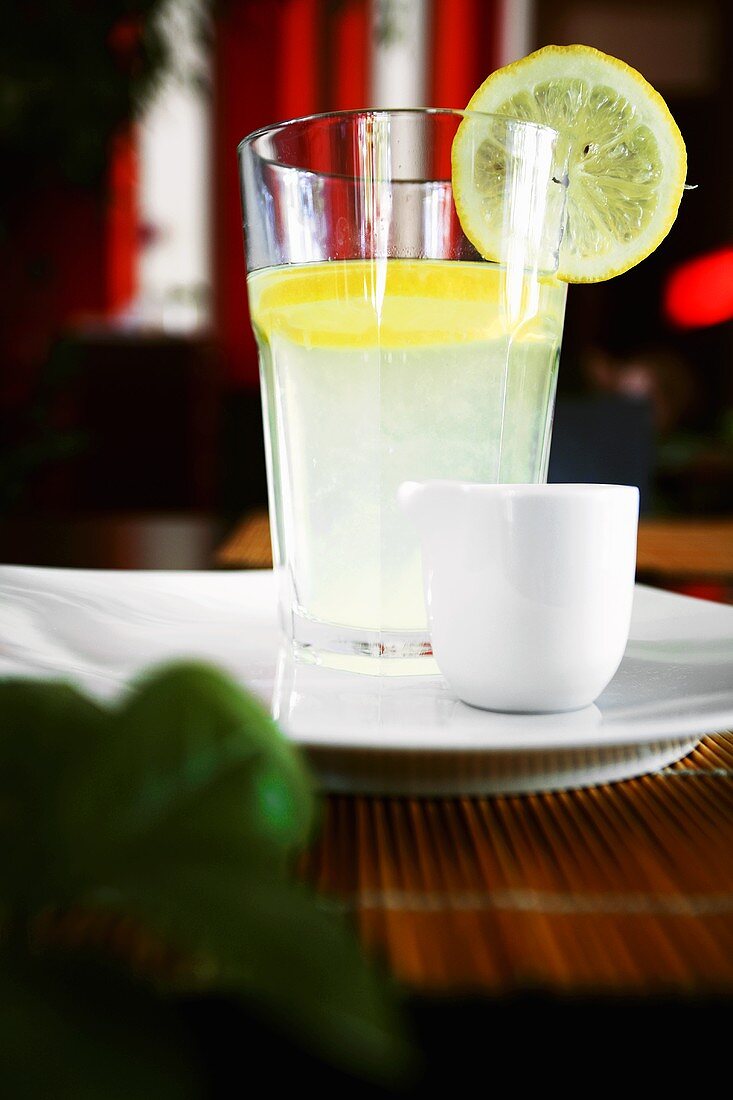 Ginger drink with slice of lemon