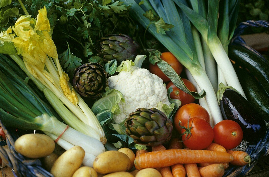 Basket of fresh vegetables