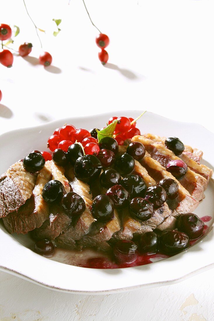 Duck breast with berries