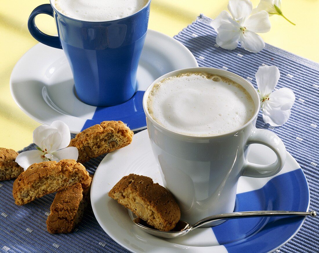 Cappuccino e cantucci (Cappuccino with almond biscuits, Italy)