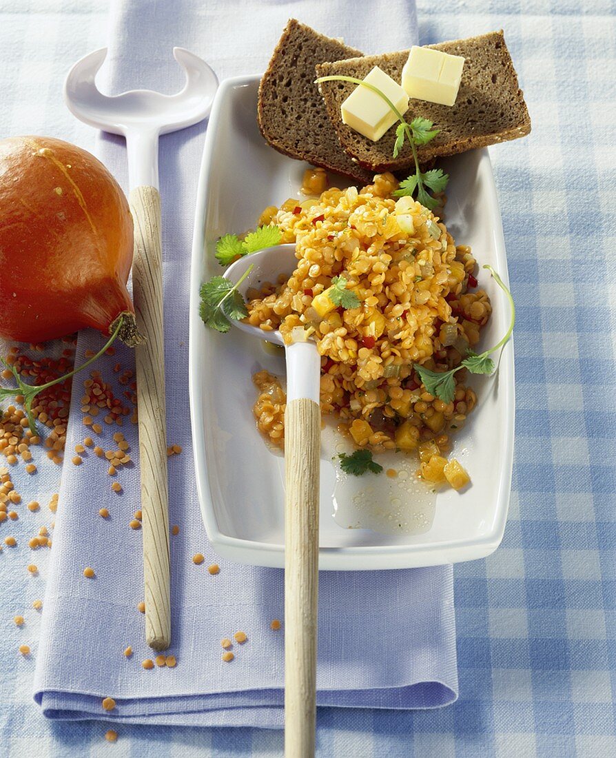 Lentil and pumpkin salad