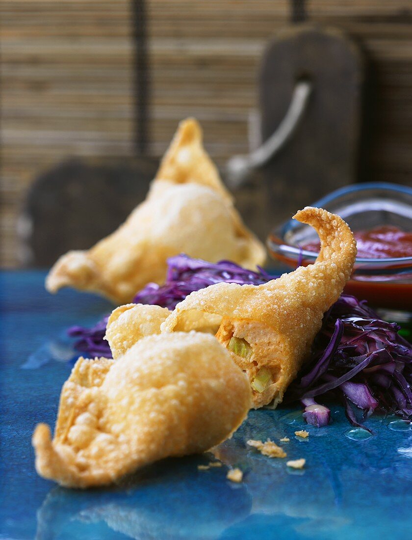 Wontons with salmon filling