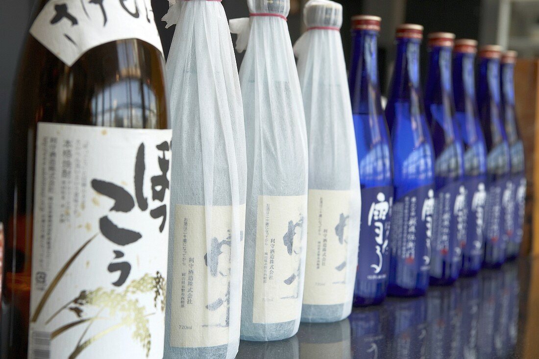 Japanese sake bottles