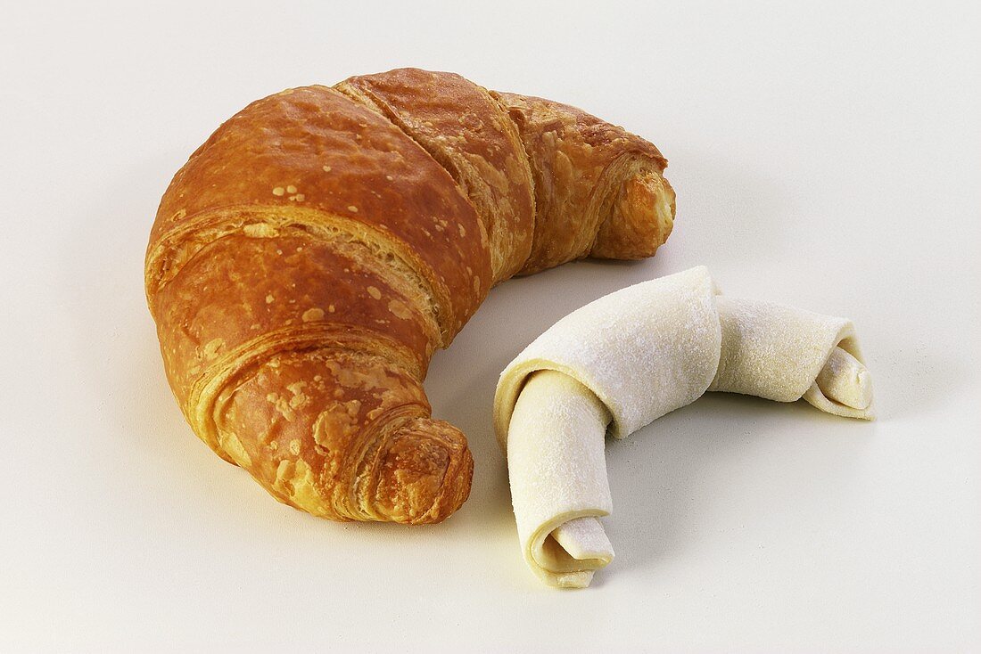 Croissants, baked and unbaked