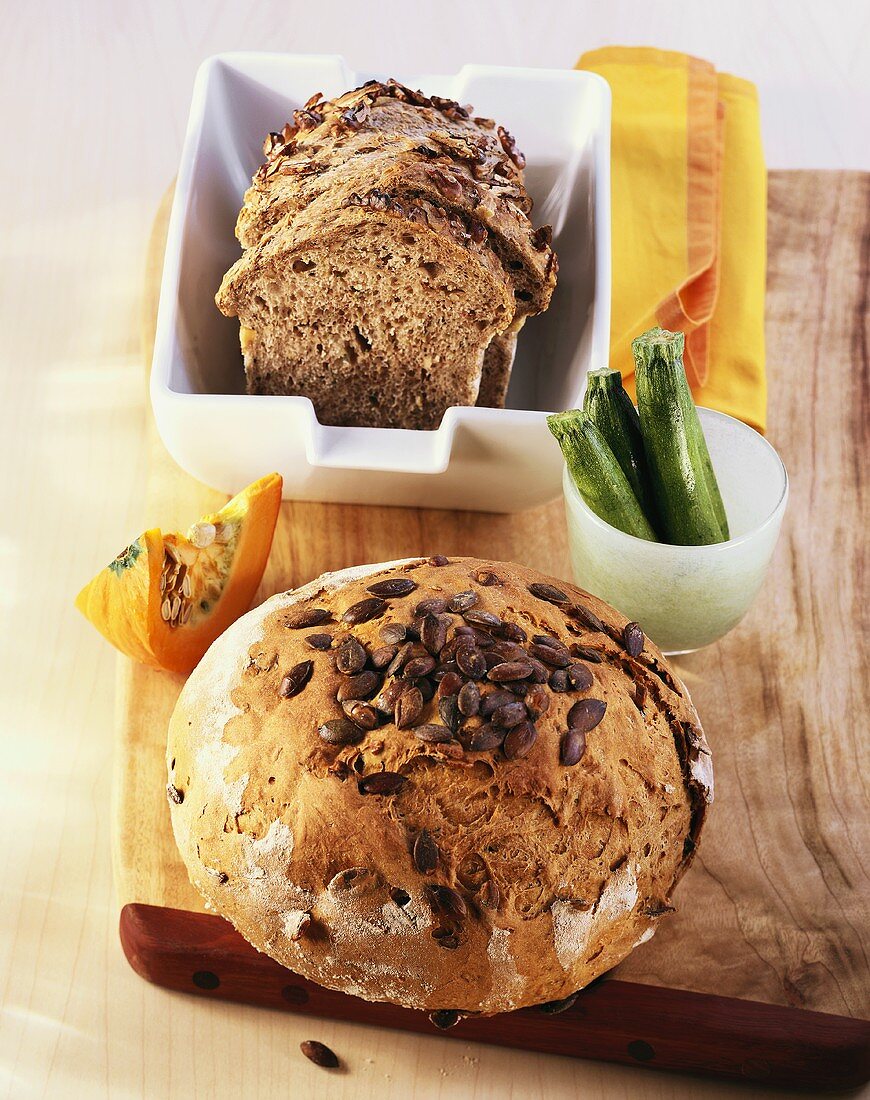 Pumpkin bread and courgette bread