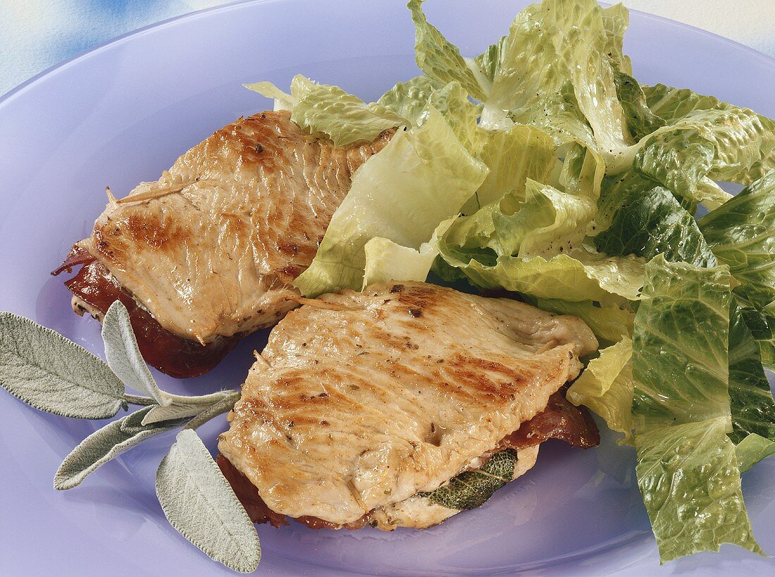 Turkey saltimbocca with salad