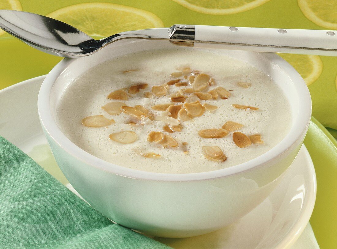 Cauliflower soup with flaked almonds