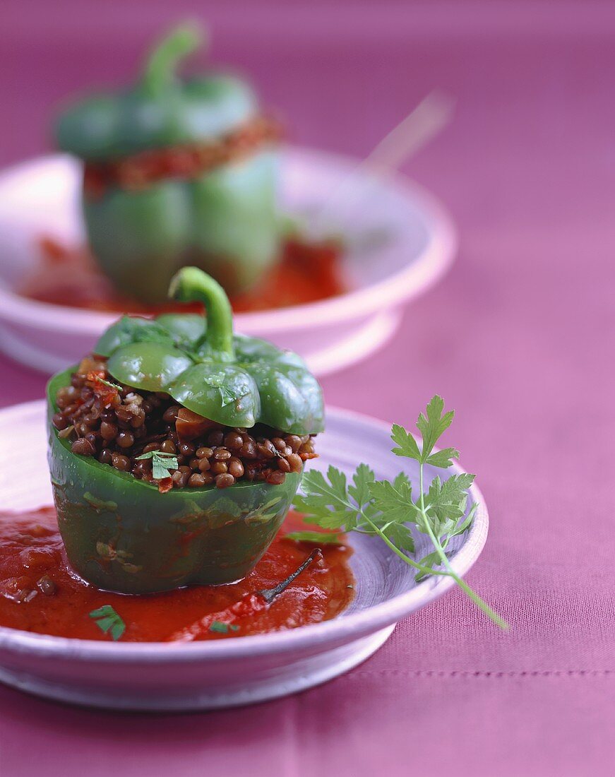 Peppers stuffed with lentils