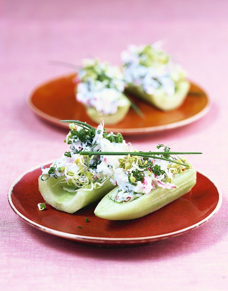 Radish boats with herb quark