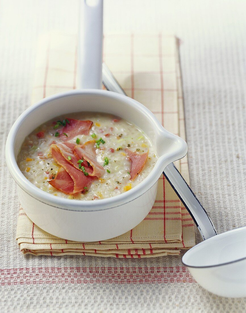 Barley soup with smoked meat