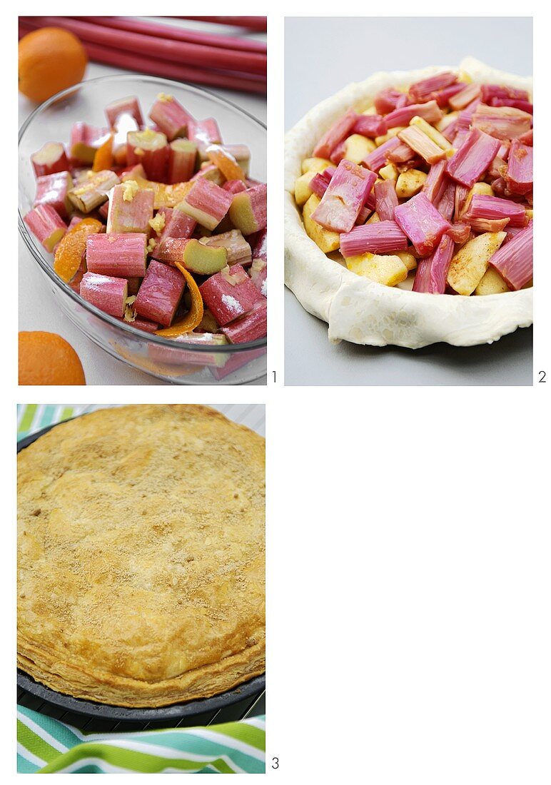 Making rhubarb and apple pie