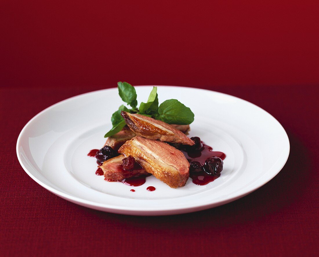 Duck breast with cherry sauce